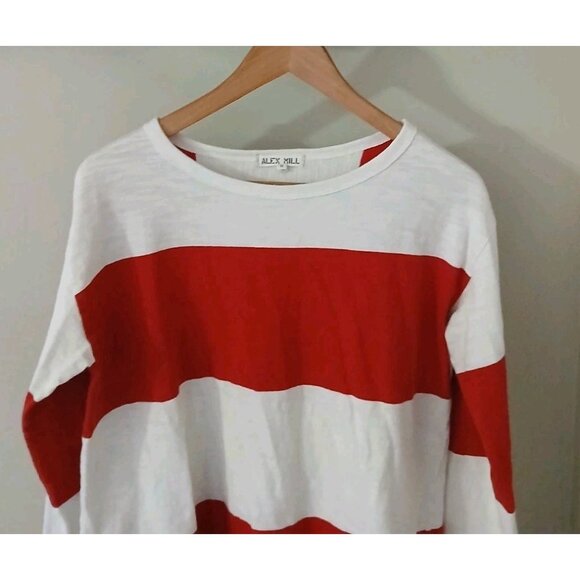 Alex Mill Francoise Striped Tee Top Size Small White Red Nautical Cotton - Picture 2 of 10